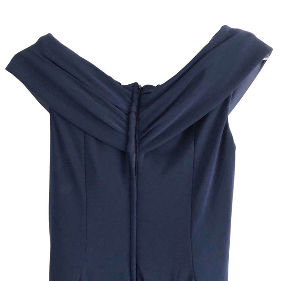 La Femme Off Shoulder Navy Blue Formal Gown - Picture 10 of 14